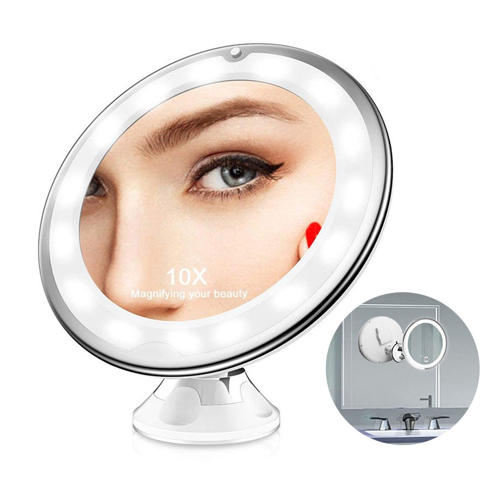 10X Wall Mounted Magnification Bathroom Mirror With Suction Cup LED Makeup Mirror Vanity Mirror Beauty Mirror With Light