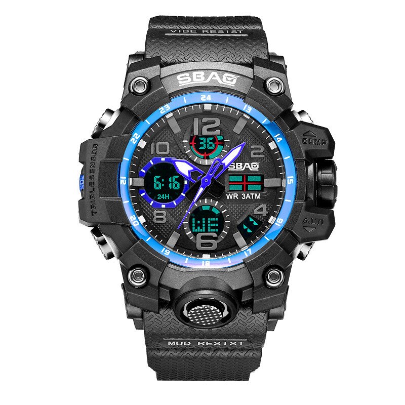Sbao-relojes deportivos para hombre, pulsera electrónica Digital Led de cuarzo Tpu: B