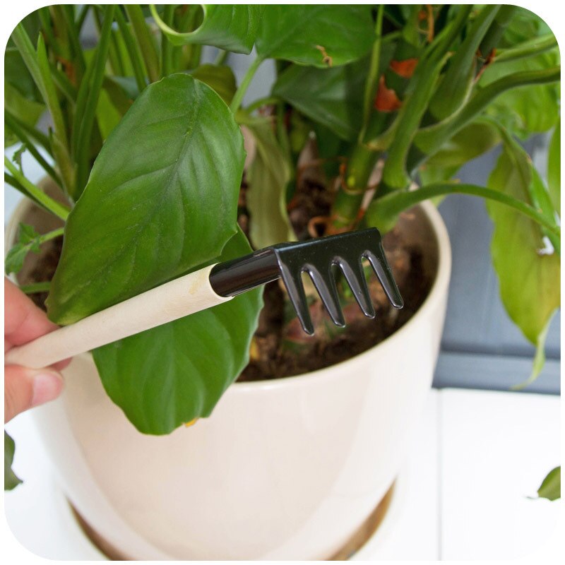 3pcs/set Mini Garden Tools Small Shovel/Rake/Spade Wooden Handle Metal Head Kids Garden Tools For Home Office Family Garden