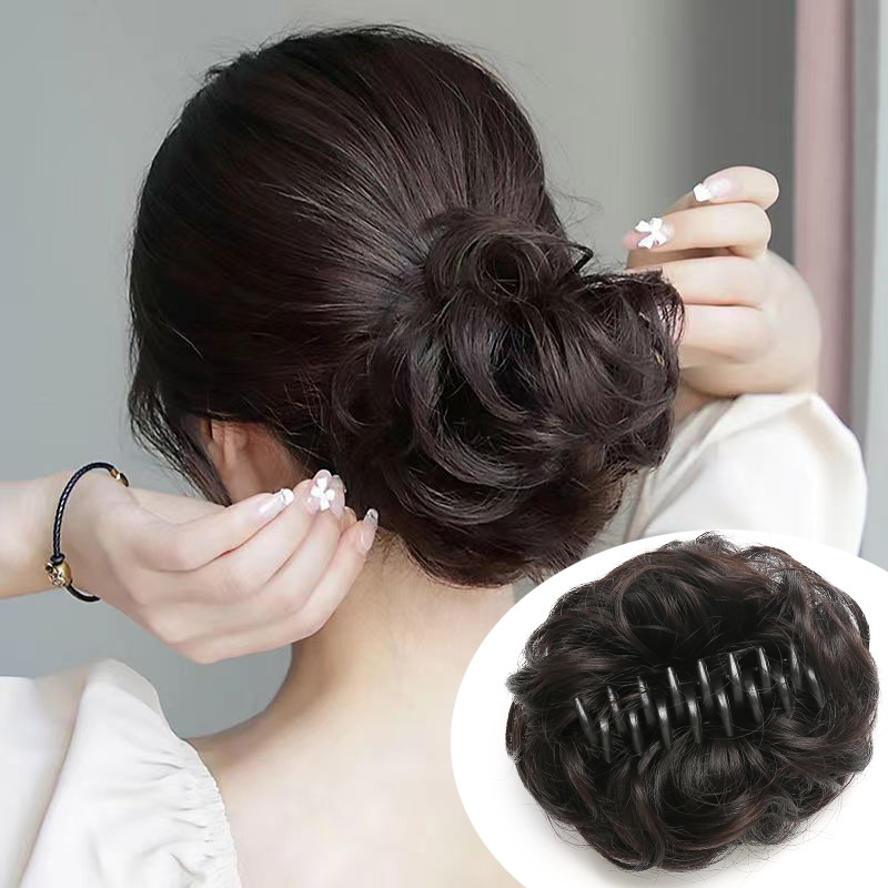 Sunslymei synthetischer Haarknoten zum Anklipsen, Chignon-Haarteil, lockige, unordentliche Pferdeschwanz-Haarverlängerungen, Scrunchie-Haarteile für Frauen