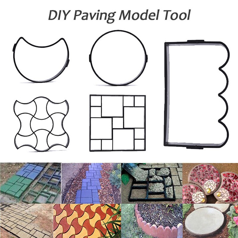 5 Style Garden Pavement Mold Walk Pavement Concrete Mould DIY Paving Cement Brick Stone Road Floor Path Maker Mould