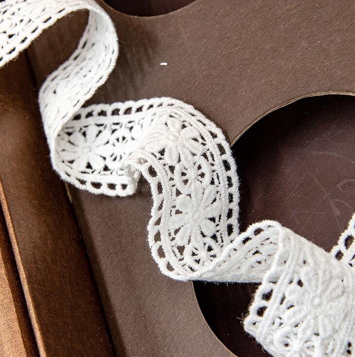 Renda floral bordado de algodão branco, 5 jardas/lote, pequena, fina flor x716: 7 3.2cm