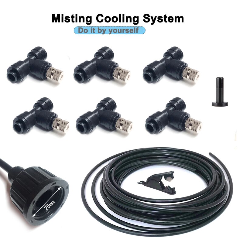 HEMAN DIY Outdoor Misting Cooling System Kit Greenhouse Garden Patio Waterring Irrigation 6-15M System