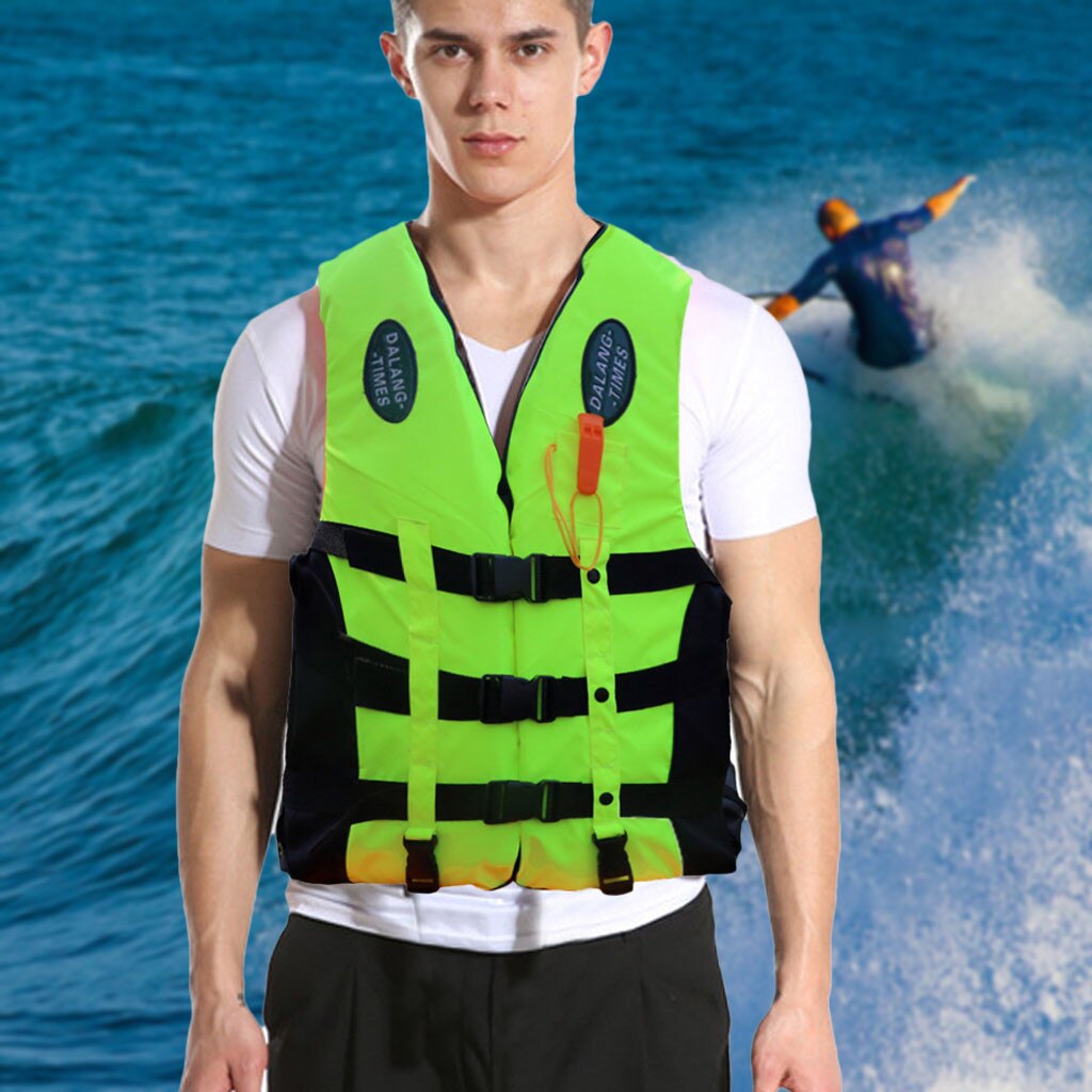 Adults Life Jacket Aid Vest Kayak Ski Buoyancy Fishing Boat Watersport: Green / XL