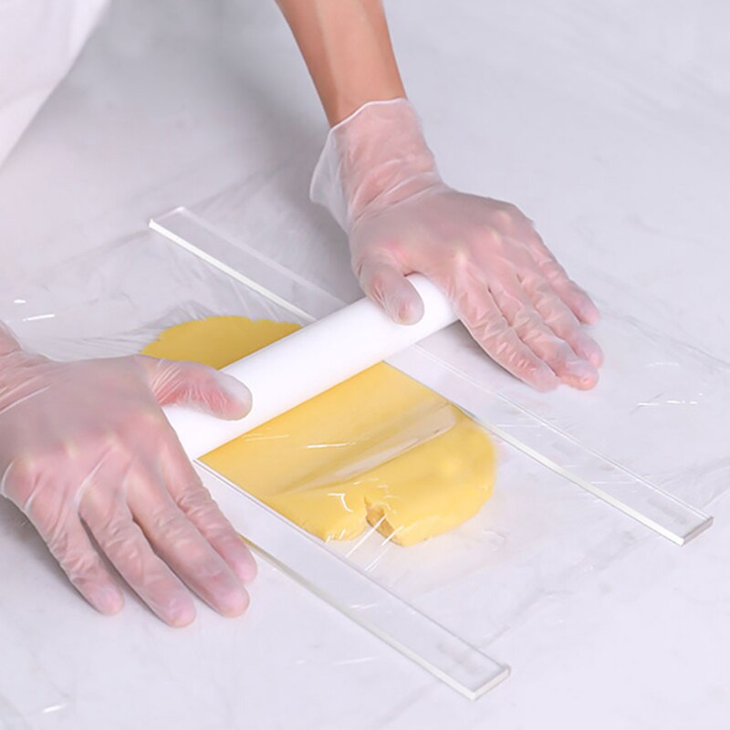 Règle d&#39;équilibre pour rouler des biscuits en acrylique, 2 pièces, pour Fondant, glaçage, règle d&#39;épaisseur de Biscuit, accessoires de cuisson plus lisse