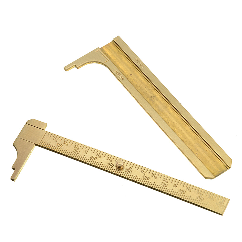 100mm Double Scale Brass Vernier Caliper – Vintage Portable Mini Measuring Ruler