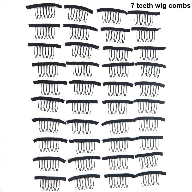 40 Pieces 7-teeth Durable Black Comb Clips For Hair Extensions Small Wig Combs Clips For Wig Caps