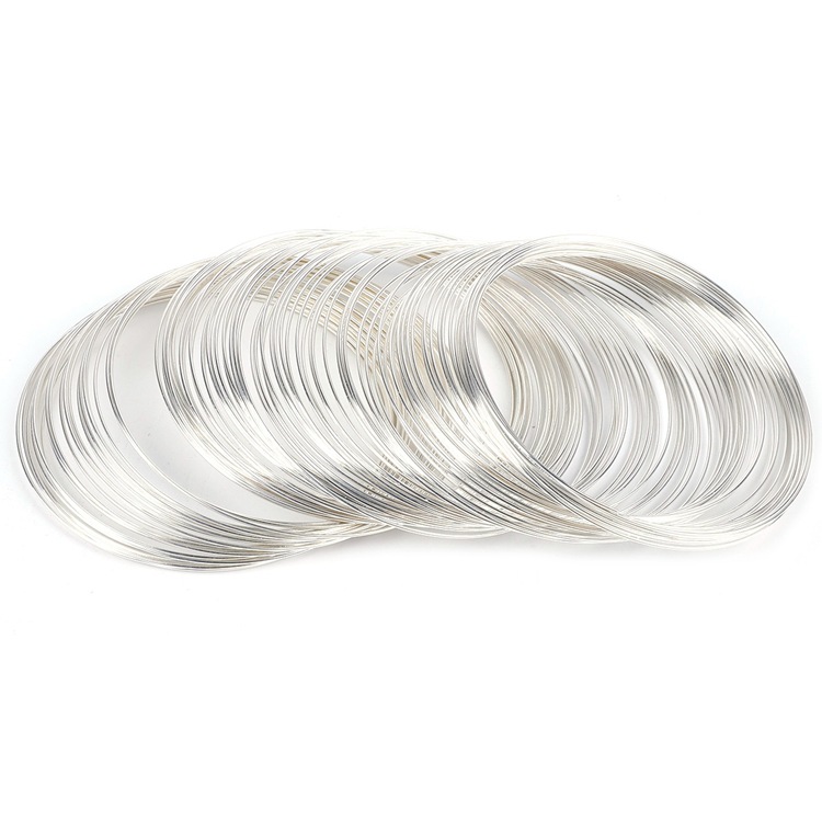 100 rolls/lot Rhodium/Gold/Silver Plated Steel Wire 0.6MM Choker/Bangle Memory Beading Metal Wire DIY Jewelry Making Accessories: silver