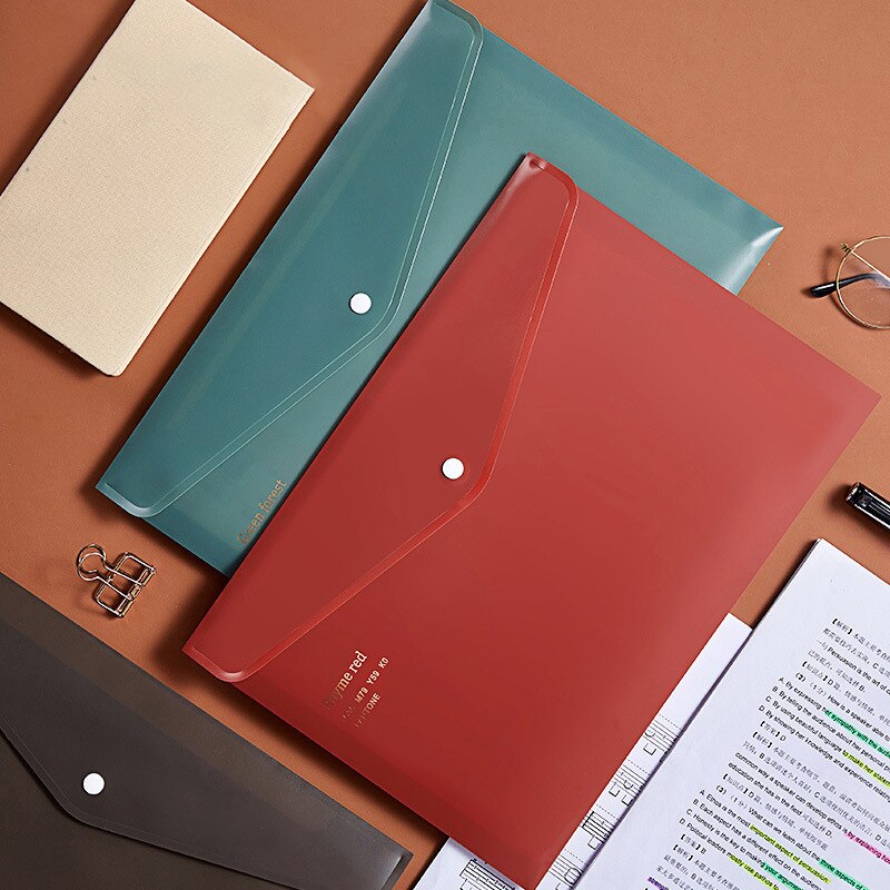 Pack of 12 File Folders A4 Clear Waterproof File Bags Document Folder With Snap Button For Home Office School