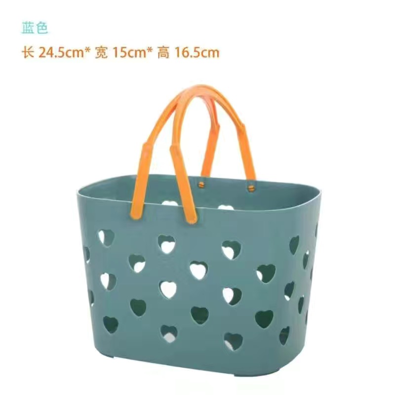 Portable Shower Caddy Tote Heart Shaped Hollow Plastic Storage Basket with Handle Box Organizer Bin for Bathroom Pantry Kitchen: 01