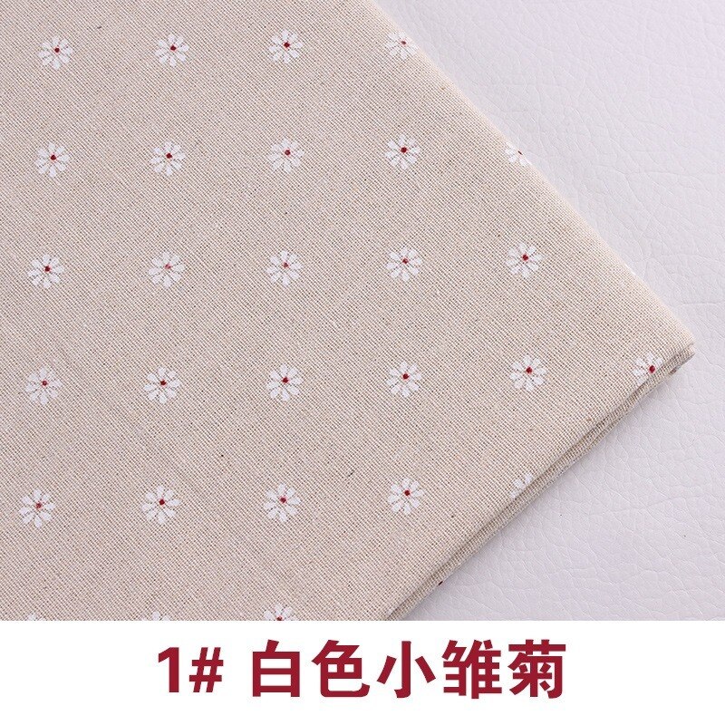 1 Metre Printed Cotton Linen Fabric Small Daisy Printed Linen Hand Curtainfabric by the yard