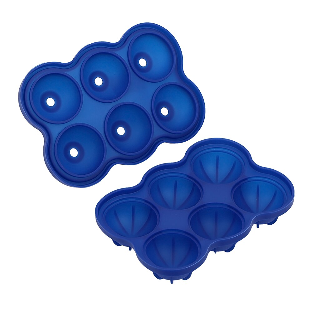 Large Ice Cube Maker Silicone Mold 6 Cell Big Sphere Ice Cube Whiskey Ice Wine Tray Bar Ball Accessories Cocktail Party: Blue