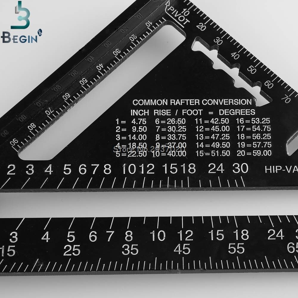 7\" System Black Aluminum Alloy Measure Speed Square Roofing Triangle