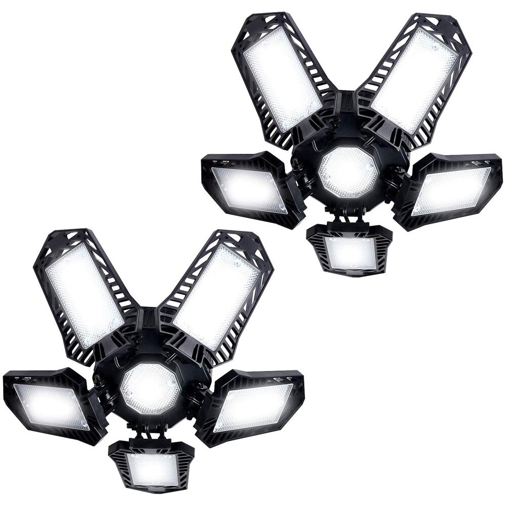 LED Garage Light 100W E26/E27 Deformable Ceiling Light Led Lights for Garage Warehouse Workshop Lighting with 5 Adjustable Panel