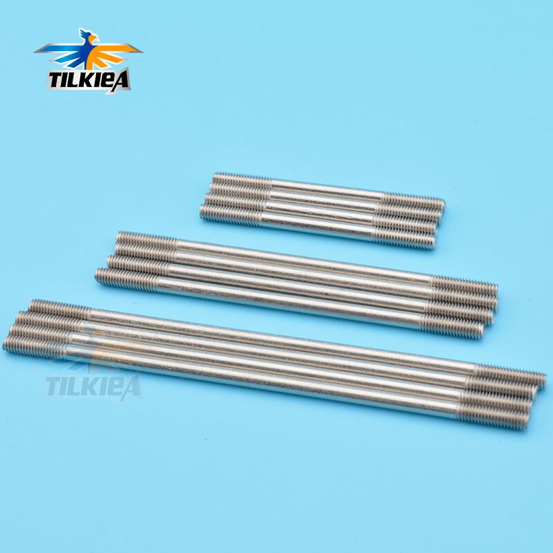 10pcs Stainless Steel Push Rods M3 L25/30/35/40/45/50/55/60/65/75/85/95/100/110/120/130/140mm Connecting Rods Thread Length 10mm