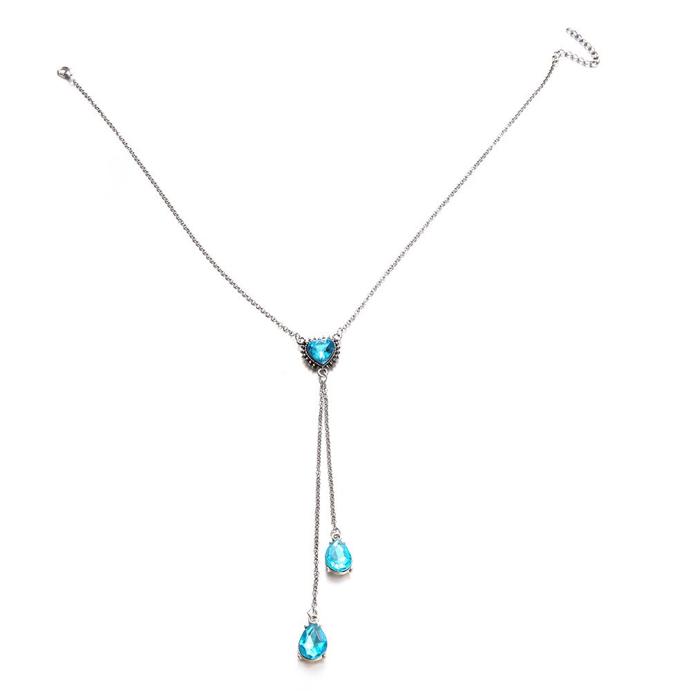 Ornamenten persoonlijkheid hemelblauw hartvormig sieraden hanger geslepen mevrouw bohemien ketting sieraden accessoires