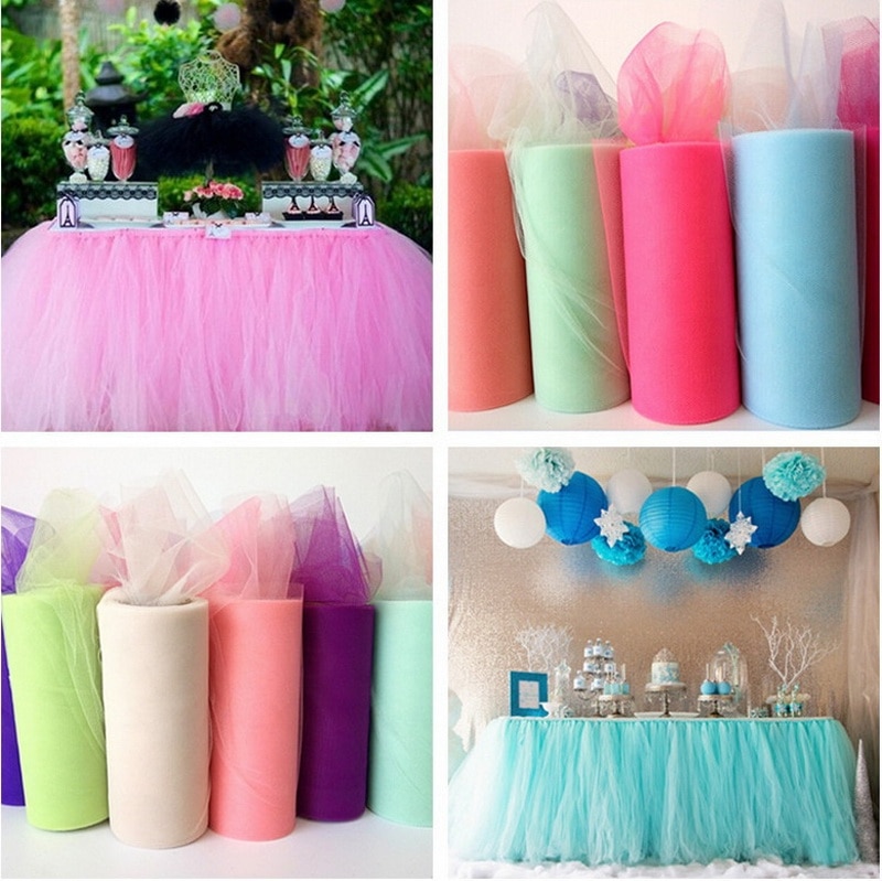 Falda de mesa de tul DIY para decoración de cumpleaños, tutú para boda, recuerdo de Baby Shower, , textil para el hogar, 1 Uds.