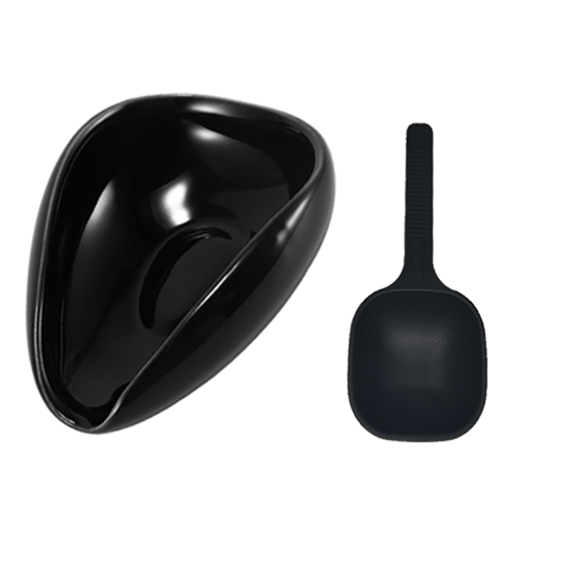 Flymuyu doseringskopp och skedset för kaffebönor, doseringskärl i keramik för mätning av kaffe eller te, espressotillbehör: Tråkig