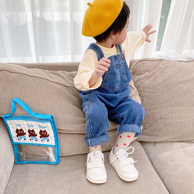 Spring Children Kids Little Girls Denim Overalls Boys Jeans Cotton Denim Baby Girl Jumpsuit Casual Loose Overalls