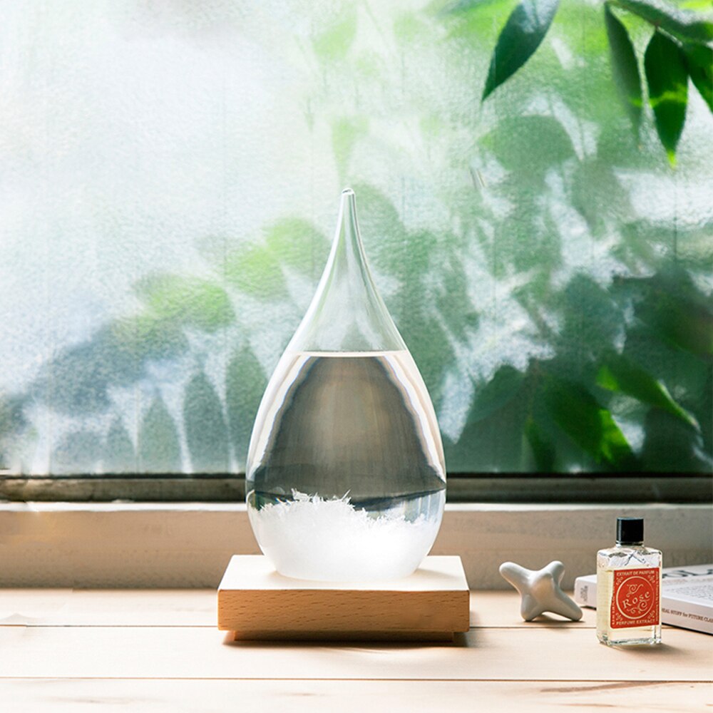 Glasflaske skrivebord vejrstation vejrforudsigelse gennemsigtig bold storm glas hjem kunst indretning