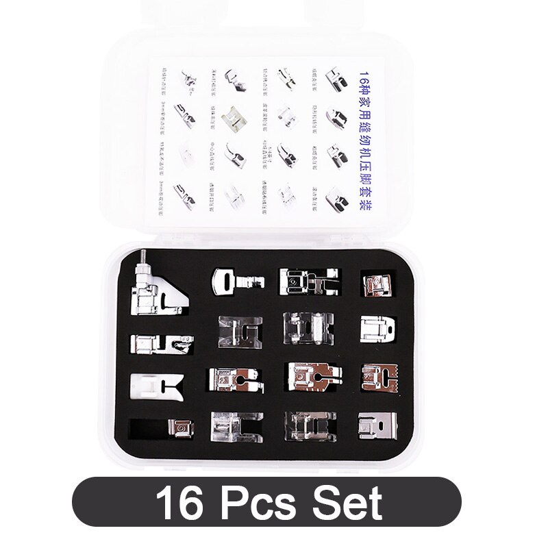 Juego de accesorios para costura, prensatelas para máquina de coser, piezas de herramientas para tejer, cremallera Invisible, pies plisados, 16 unids/set