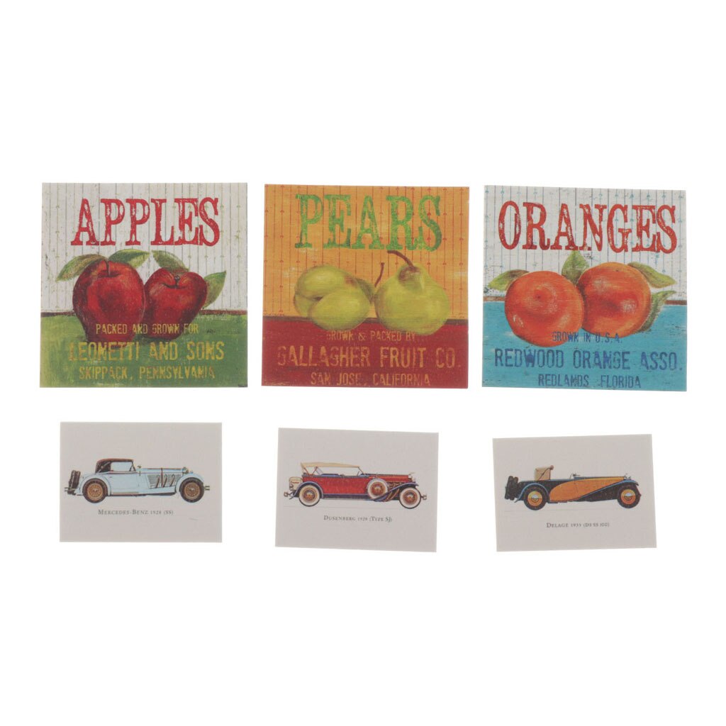 1:12 Miniatura casa delle bambole Foto Murale Pittura di Arte Della Parete Immagini arredamento -6pz