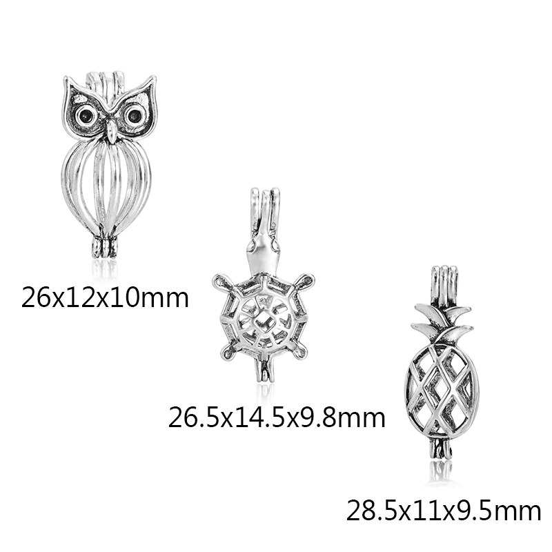 6 Stks/set Antiek Zilver Kleur Dragon Vervoer Olifant Hart Pearl Bead Cage Essentiële Olie Diffuser Medaillon Hanger Voor Sieraden