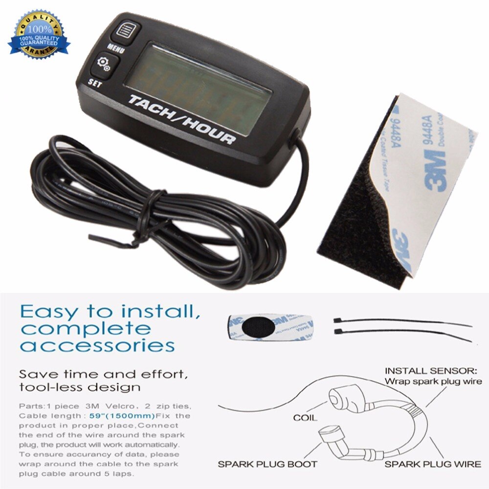 Tacómetro contador de horas de retroiluminación, tacómetro para moto acuática, ATV, motero generador de nieve fuera de borda, sierra eléctrica, montacargas y motocross