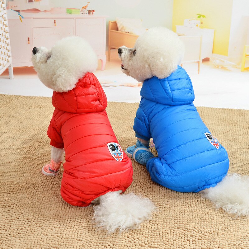 Medium lille hund fire ben jumpsuit vinter varm kæledyr hunde tøj jakke hvalp kat udendørs tøj til fransk bulldog chihuahua
