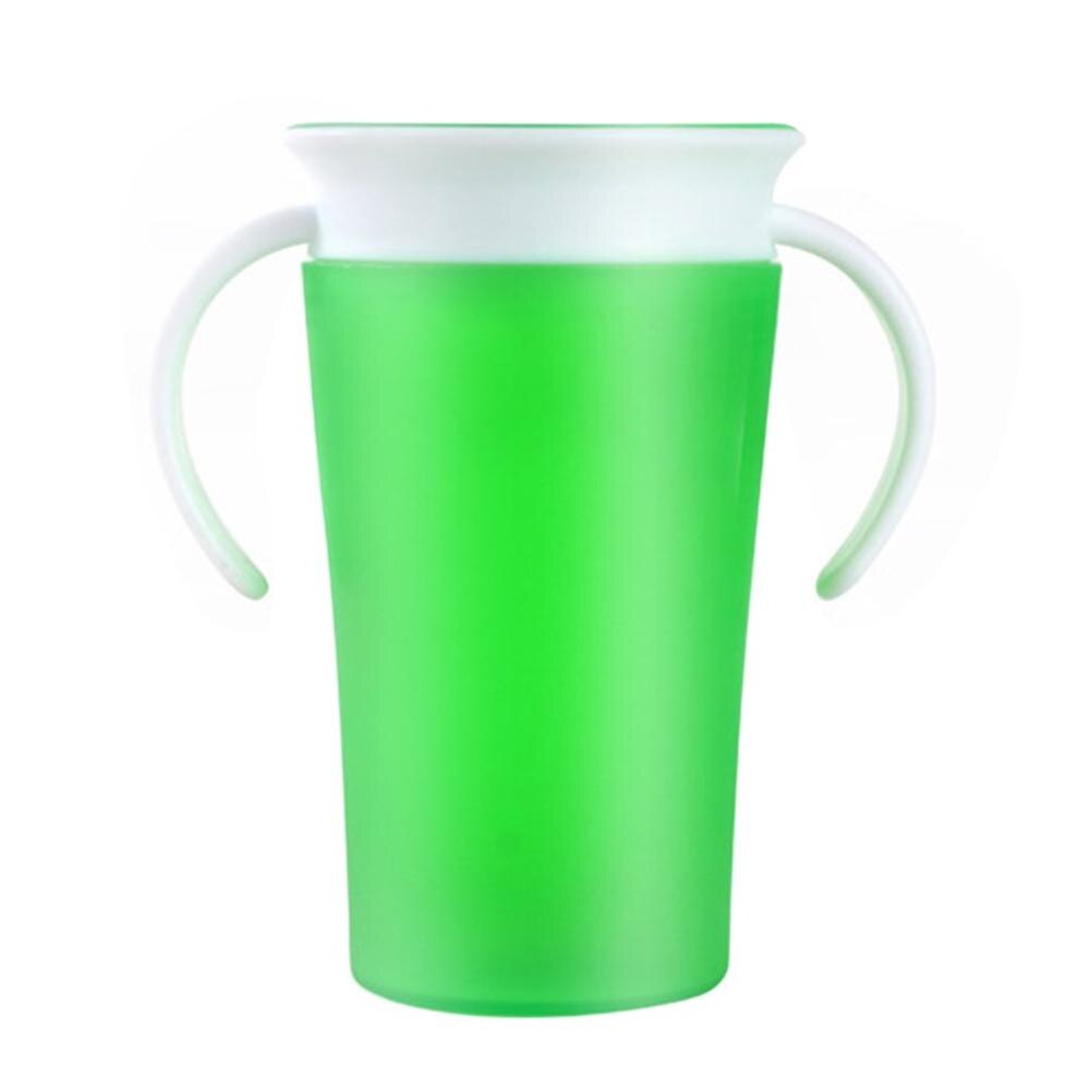 360 grad Gedreht Baby Lernen Trinken Ablauf Tasse freundlicher Wasser Fütterung Tassen Flasche mit Doppel Griff kippen Deckel Leck Beweis magie Tasse: Grün