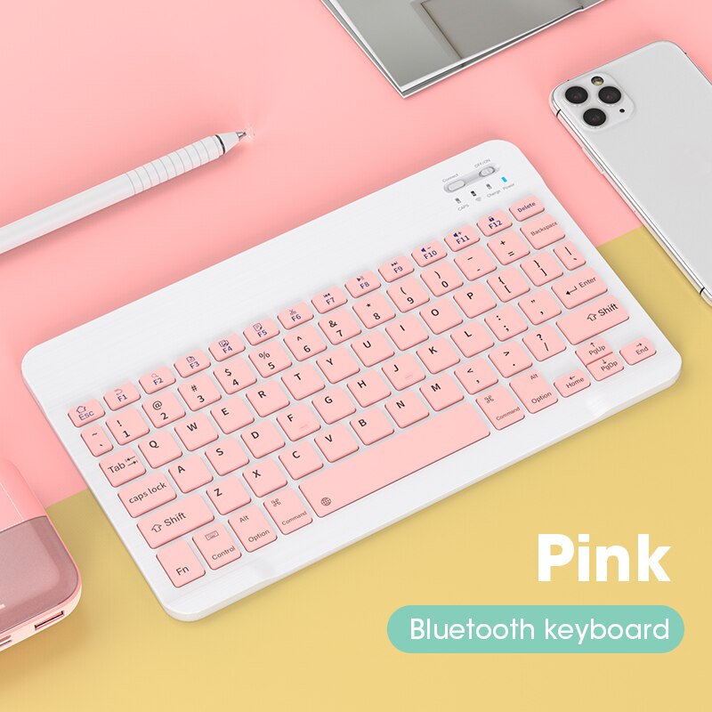 Mini Bluetooth Keyboards For iPad Tablet Wireless Keyboard And Mouse Green 60% Keyboard Mouse Combo Set For iOS Android Office: Pink Keyboard