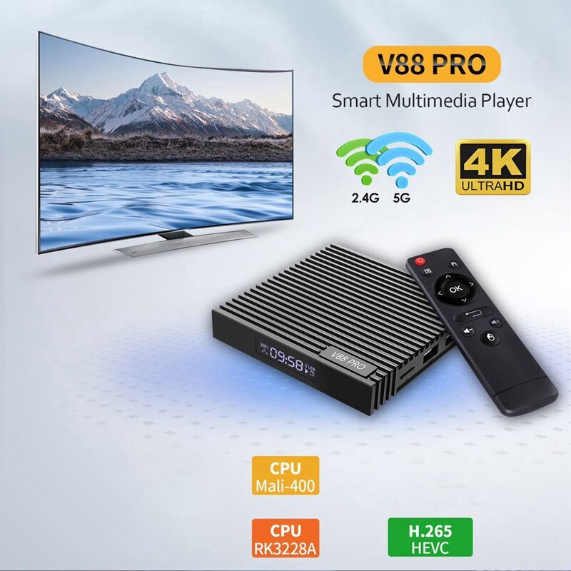 Smart Set Top Box Android 9.0 Supports 3D Video RAM 2GB ROM 16GB WiFi Multi-Language Network Set-Top Box