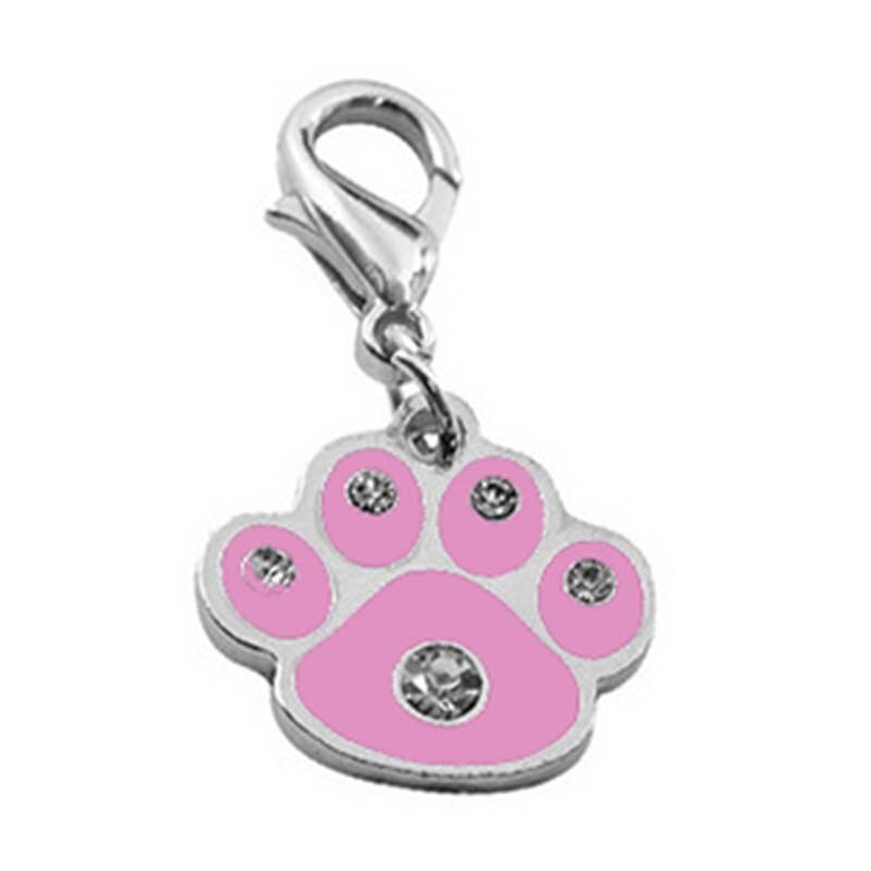 Collar con huella colgante de plata con diamantes huella de perro y gato: 3