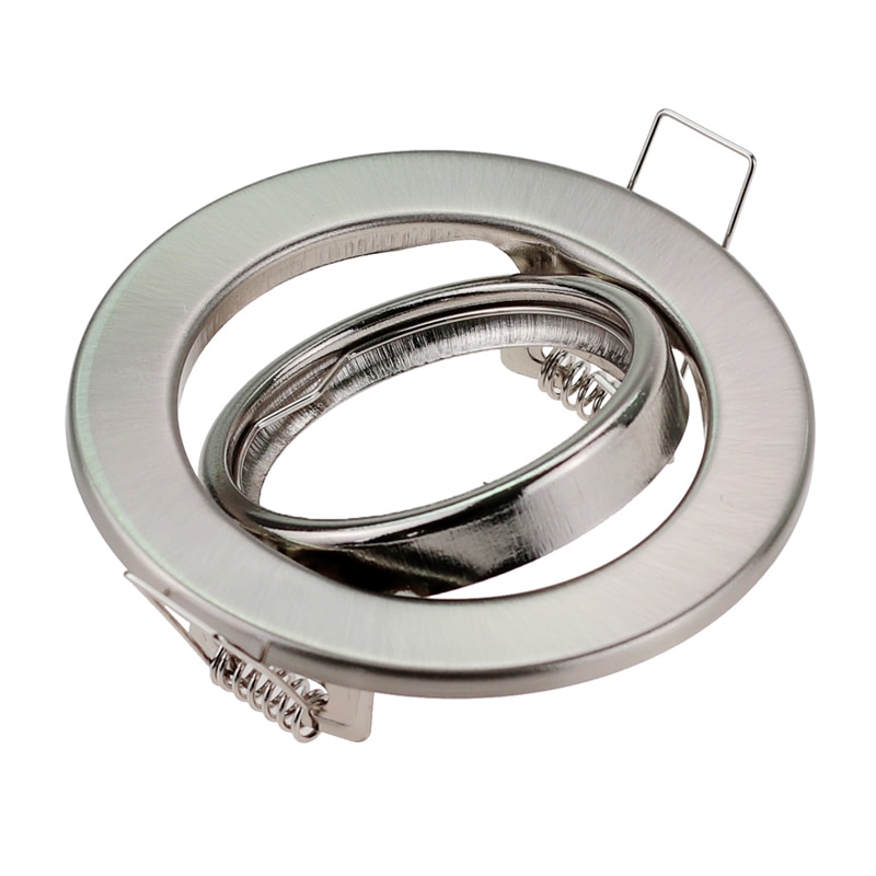 Ronde Nikkel Verzonken Led Plafondlamp Verstelbare Frame MR16 GU10 Lamp Armatuur Downlight Houder