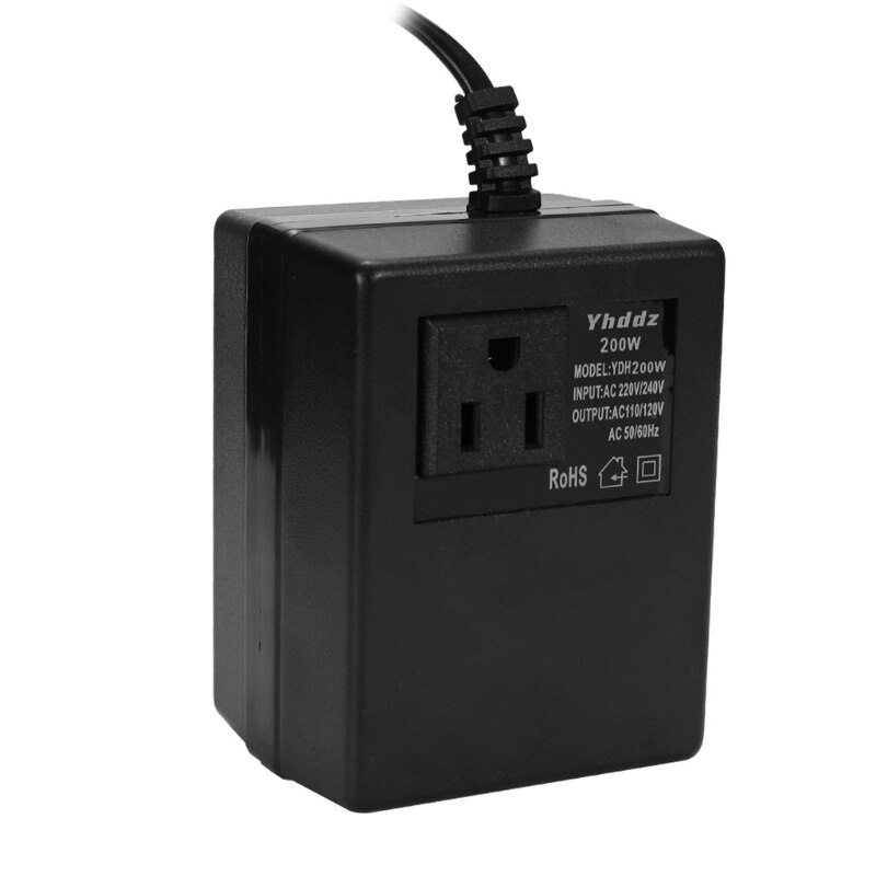 200W 230V to 110V Step Down Transformer Voltage Converter for High Power Appliances High Safety 3 Pin UK-Input Plug