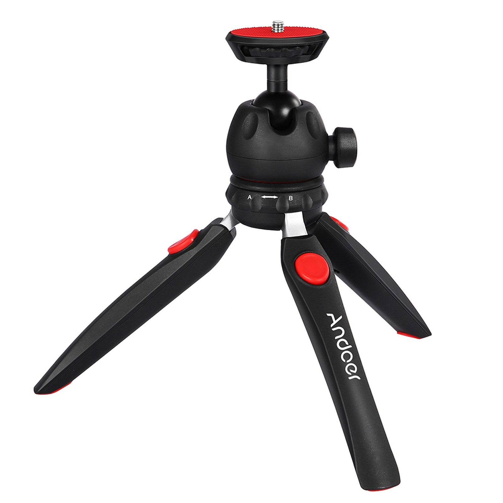 Andoer H20 Mini Tabletop Tripod Portable Foldable Phone Camera Tripod Stand with Removable Ball Head with 1/4 Inch Screw: Red