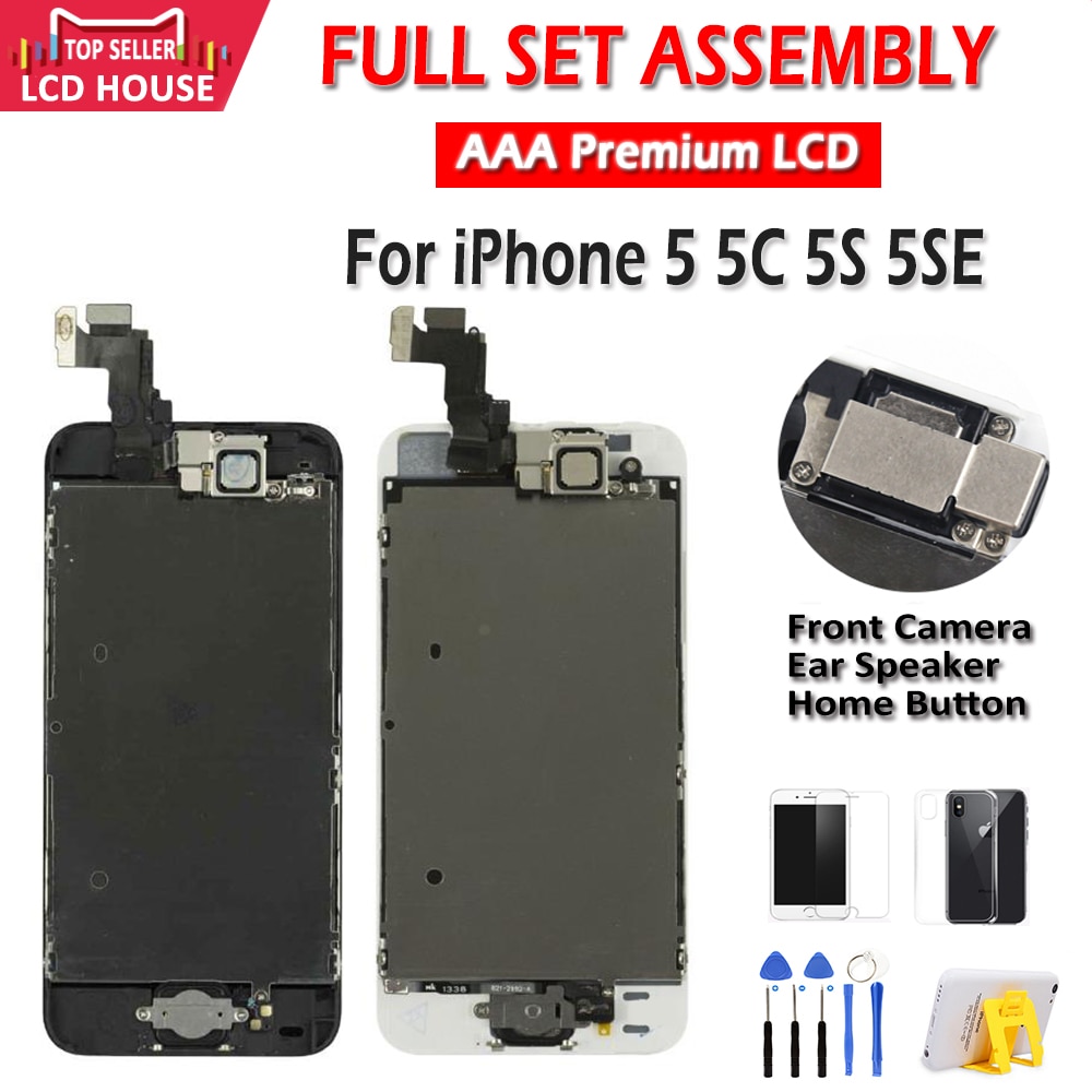 AAA Display For iPhone 5 5S 5C SE LCD Screen Full Set Assembly Replacement 3D Touch 100% Complete +Front Camera Home Button