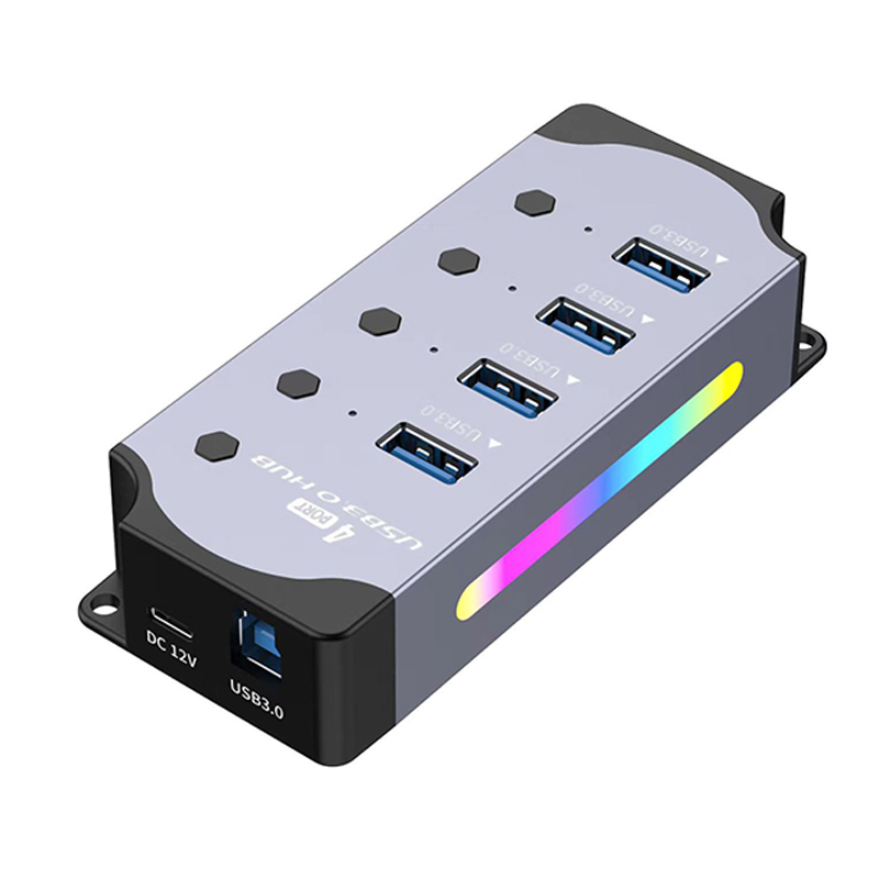 4-7 portów USB 3.0 HUB Aluminiowy konwerter przewodów RGB Stacja dokująca z przełącznikiem do laptopa Akcesoria komputerowe: BRĄZOWA