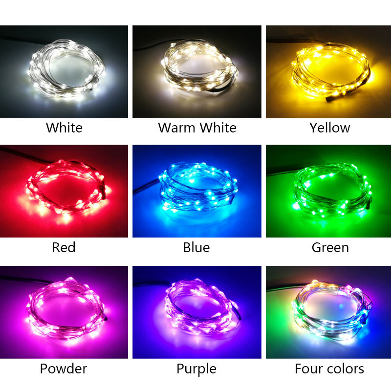 5Vusb Led Koperdraad Kerstverlichting String 10Leds/M 5/10M Enkele Kleur Of Kleurrijk Voor Kerst Feestelijke Verlichting Decoratie Diy