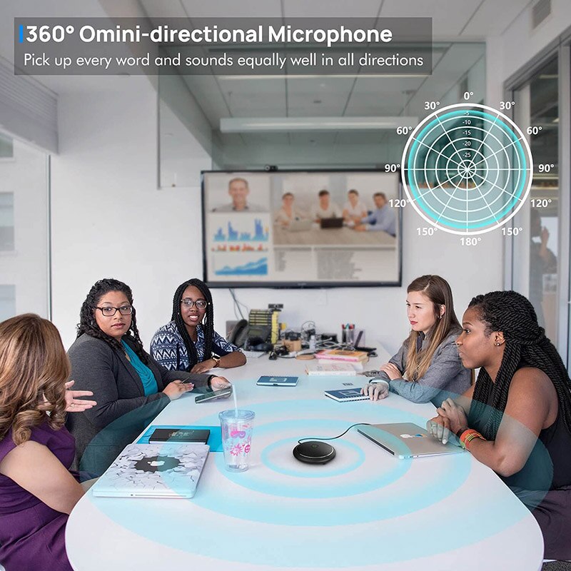 Microfone conferência, microfone para conferência usb cmteck cm-001, função mudo, microfone de conferência usb 360° omnidirecional pc