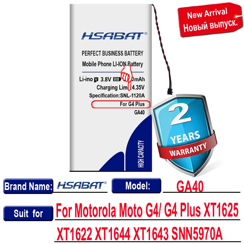 Hsabat 4800 mah  ga40 akku motorola moto  g4 for  g4 plus  xt1625 xt1622 xt1642 xt1640 xt1626 xt1644 xt1643 snn 5970a
