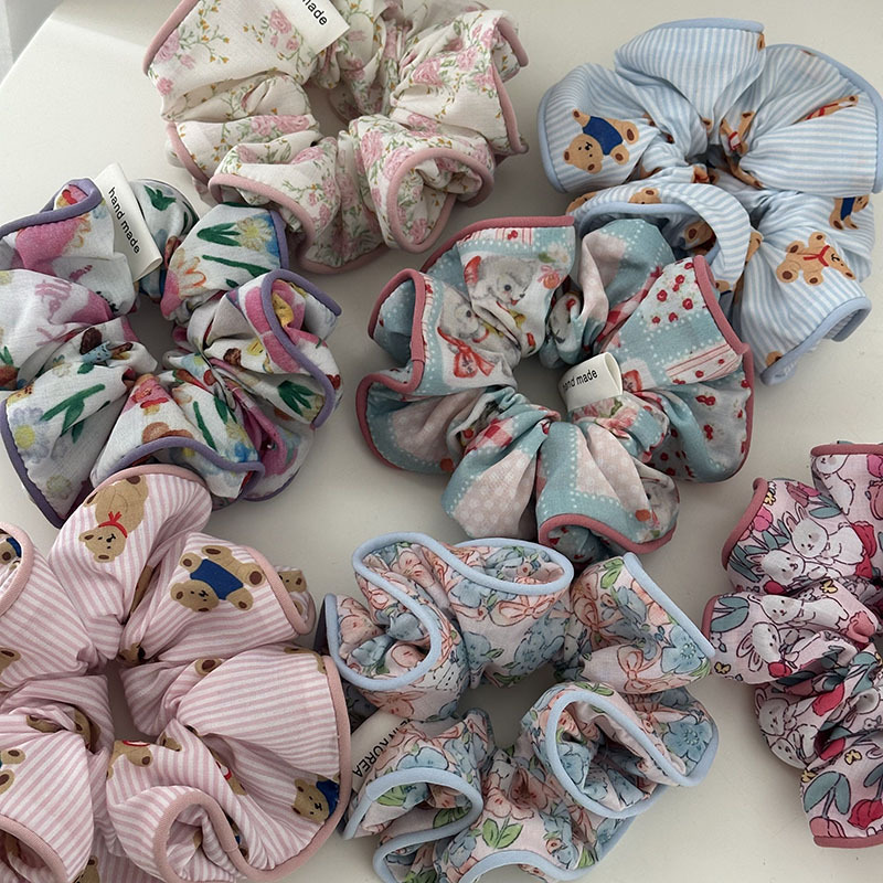 Ins Floral Dieren Patroon Elastisch Haar Scrunchies Stof Headrope Haaraccessoires