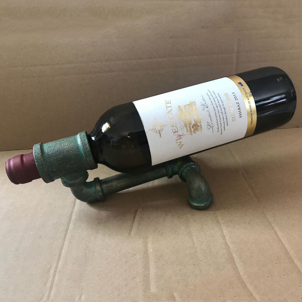 Retro Metal Pipe Bottle Glass Holder Champagne Wine Rack Under Cabinet Shelf Cellar Inside Screw in for Home Bar