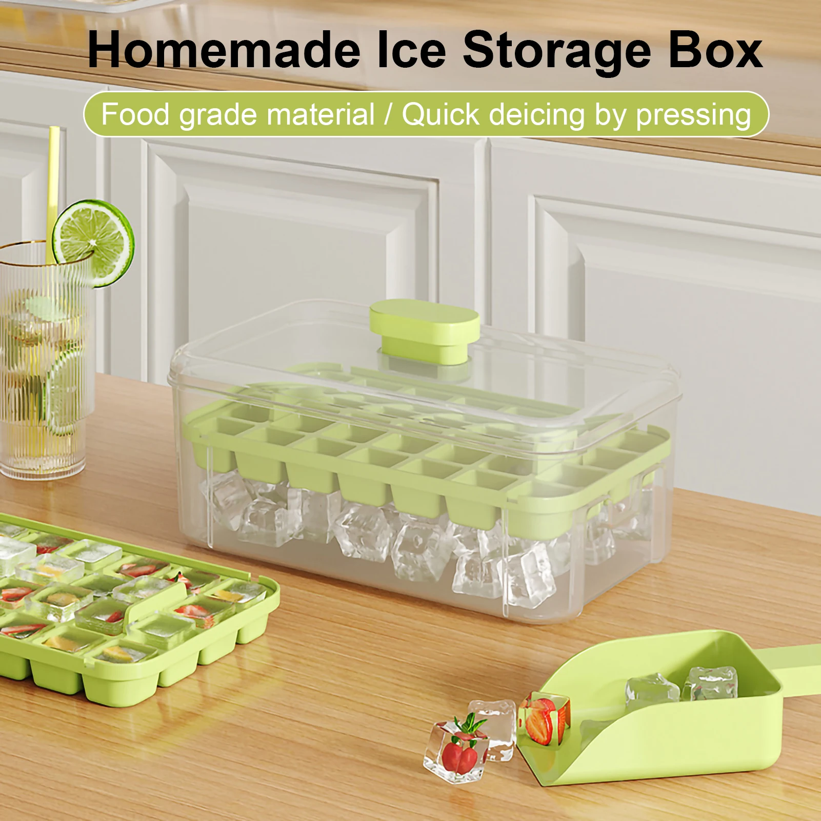 Ice Cube Tubs Household Ice Cube Artifact Large Capacity Ice Maker Press Refrigerator Homemade Food Grade Mold