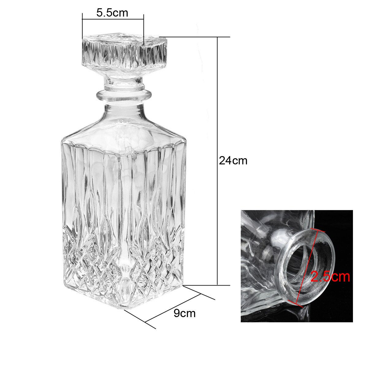 1 st 800ml diamant glasflaska hällare vintage glas sprit whisky kristall flaska dryck karaff karaff bar