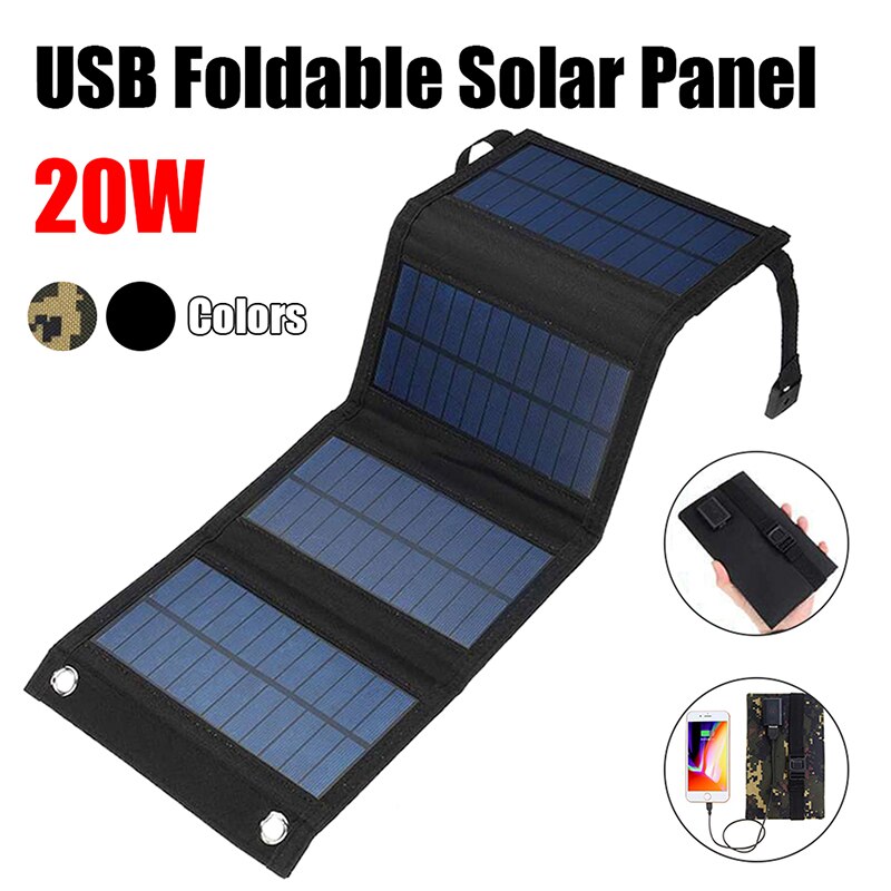 20W/30W Portable Folding Solar Panel Bag Power Bank USB Waterproof Solar Charger for Mobile Phone Car RV Boat Camping Outdoor