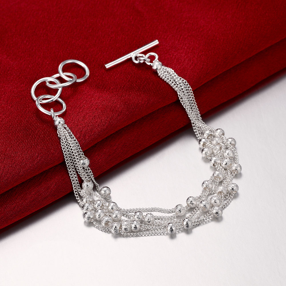 beads chain LINK dream silver bracelets for women lady wedding jewelry Christmas cute H030
