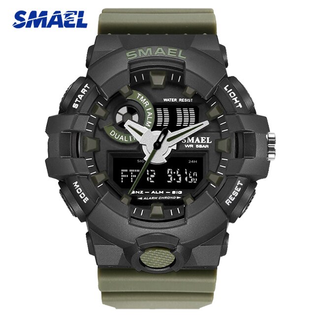 SMAEL Blue Camouflage Sports Watches Men Digital Wrist watches Man Student Quartz Electronic Dual Display Wristwatches: WS-1642A-08