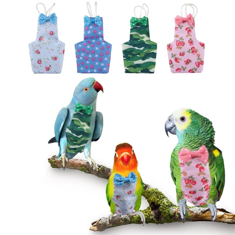 G5AB Vogel Luier Soft Vogels Vlucht Pak Wasbare Herbruikbare Papegaai Luiers Met Boog Decor Ademend Huisdier Pee Pads 2 Maten