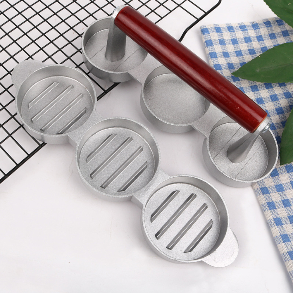 Mini hamburgerpressar nonstick 3 fack små hamburgerbiffar press trippelbiff hamburgare formmaskin kött kök köksredskap